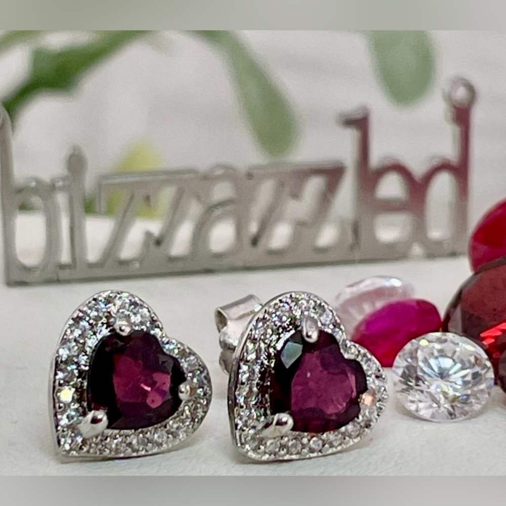 2.4ct❤️ Garnet Sapphire Earrings Silver 925
